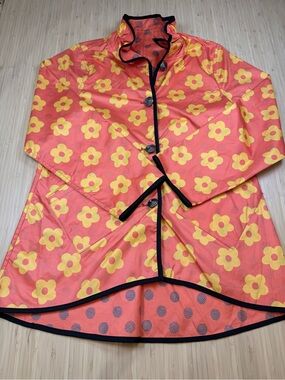 Amazing Y-Reversibles Swing Floral/Polkadot Pattern Reversible Rain Jacket.